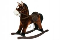 Dřevěné hračky Kůň houpací hnědý plyš výška 71cm nosnost 50kg v krabici 62x56x19cm Teddies