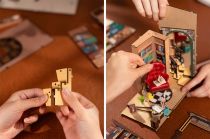 Dřevěné hračky RoboTime Zarážka na knihy miniatura domečku Knihkupectví