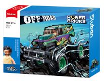 Dřevěné hračky Sluban Power Bricks M38-B1161 Natahovací auto Bigfoot Green-Purple Speed ​​​​Kixx
