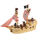 Dřevěné hračky Tidlo Dřevěná pirátská loď