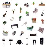 Dřevěné hračky Dvěděti miniatura domečku Hudební studio