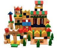 Dřevěné hračky EkoToys Dřevěné kostky barevné 180 ks