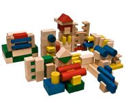 Dřevěné hračky EkoToys Dřevěné kostky barevné 210 ks