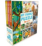 Dřevěné hračky Magellan Rodinné puzzle sada 3v1 Džungle, květiny a divoká zvěř Severu