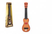 Dřevěné hračky Ukulele/kytara plast 39cm s trsátkem 2 barvy v krabičce 12x40x5cm Teddies