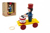 Dřevěné hračky Voják s bubnem tahací dřevo 20cm v krabičce Teddies