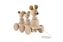 Dřevěné hračky Tři myšky tahací přírodní dřevo 22cm v krabici 22x18x12cm Teddies