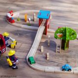Dřevěné hračky Bigjigs Rail Dřevěná vláčkodráha hasičská stanice