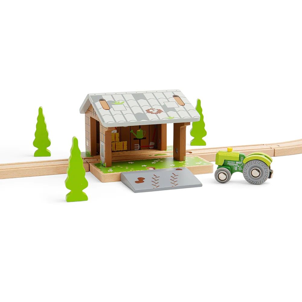 Dřevěné hračky Bigjigs Rail Stodola na kolejích
