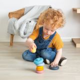 Dřevěné hračky Bigjigs Toys Silikonová stohovací věž Kočka