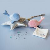 Dřevěné hračky Doudou Dárková sada - Plyšová růžová velryba 15 cm Doudou et Compagnie Paris