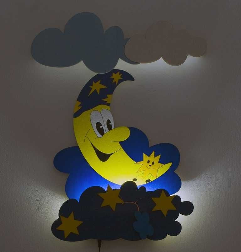 Dřevěné hračky DoDo Dětská LED lampička měsíček