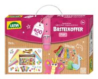 Dřevěné hračky Lena Kreativní kufřík pro malé kutily, růžový 400 ks