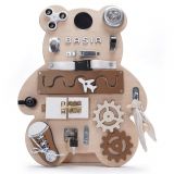 Dřevěné hračky Manibox Senzorická deska Activity board medvídek Basia