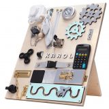 Dřevěné hračky Manibox Senzorická deska Activity board se zásuvkou- střední