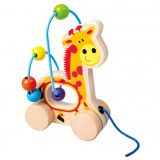 Dřevěné hračky Bino Labyrint s korálky žirafa - poškozený obal