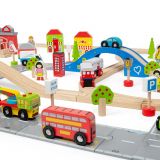 Dřevěné hračky Bigjigs Rail Vláčkodráha a autodráha