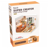 Dřevěné hračky RoboTime miniatura domečku Útulný obývací pokoj