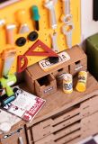 Dřevěné hračky RoboTime miniatura domečku Garáž