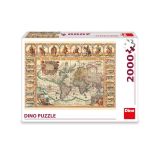 Dřevěné hračky Dino Puzzle Historická mapa světa 2000 dílků