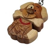 Dřevěné hračky Dvěděti Dřevěná klíčenka velká Pes s kostí