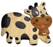 Dřevěné hračky Dvěděti Dřevěná magnetka velká Kráva