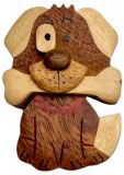 Dřevěné hračky Dvěděti Dřevěná magnetka velká Pes s kostí