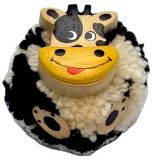 Dřevěné hračky Dvěděti Dřevěná magnetka velká pompon Kráva