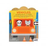 Dřevěné hračky Petit Collage Omalovánka se samolepkami vozidel