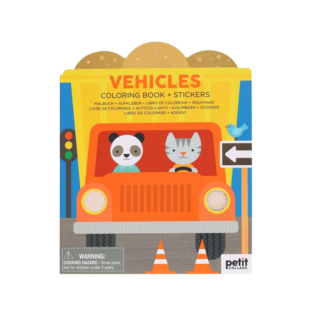 Dřevěné hračky Petit Collage Omalovánka se samolepkami vozidel