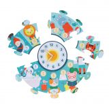 Dřevěné hračky Petit Collage Podlahové puzzle Ilustrované učební hodiny