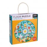 Dřevěné hračky Petit Collage Podlahové puzzle Ilustrované učební hodiny