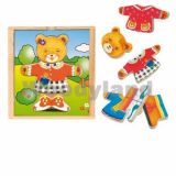 Dřevěné puzzle šatní skříň "Medvědice", 18 dílů