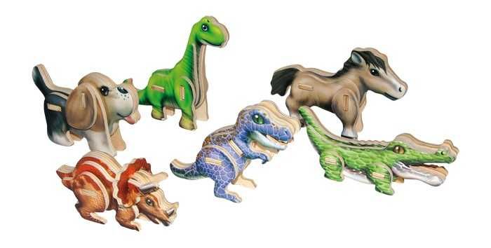 Dřevěné hračky Small Foot Dřevěné 3D puzzle sada 6 ks dinosaurů Small foot by Legler