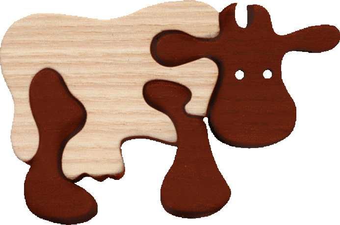 Dřevěné hračky Fauna Dřevěné vkládací puzzle z masivu kráva hnědá