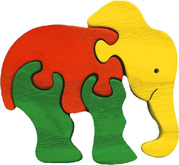 Dřevěné hračky Fauna Dřevěné vkládací puzzle z masivu malý slon