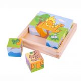 Dřevěné hračky Bigjigs Toys Obrázkové kostky kubusy Dinosauři 9 kostek