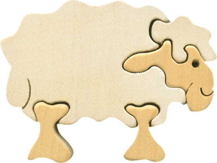 Dřevěné hračky Fauna Dřevěné vkládací puzzle z masivu ovečka bílá