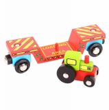 Dřevěné hračky Bigjigs Rail Vagon s traktorem + 2 koleje