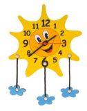 Dřevěné hračky DoDo Dětské dřevěné hodiny sluníčko s mráčky