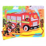 Dřevěné hračky Bigjigs Toys Dřevěné puzzle hasiči 9 dílků