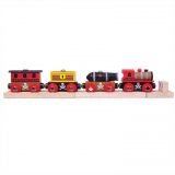 Dřevěné hračky Bigjigs Rail Pirátský vlak + 3 koleje