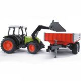 Dřevěné hračky Bruder Traktor CLAAS Nectis 267F s nakladačem a přívěsem