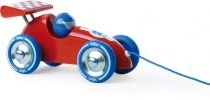 Dřevěné hračky Vilac Tahací závodní auto červené s červeným křídlem