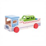 Dřevěné hračky Bigjigs Toys Dřevěné odtahové auto s osobním autem