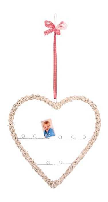 Dřevěné hračky small foot Bytové dekorace proutěné srdce s držákem na fotografie