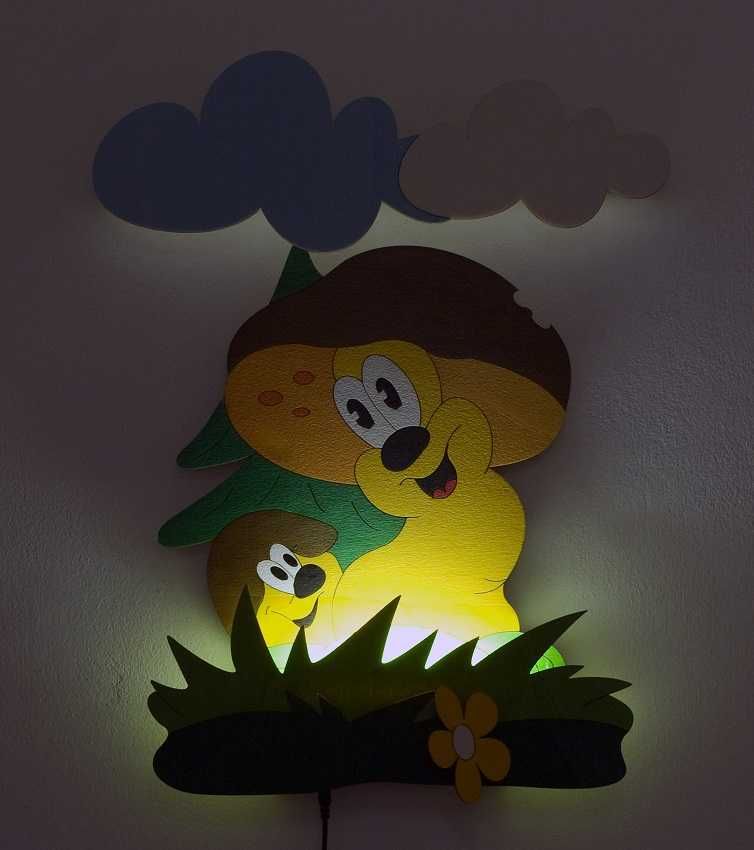 Dřevěné hračky DoDo Dětská LED lampička hříbci