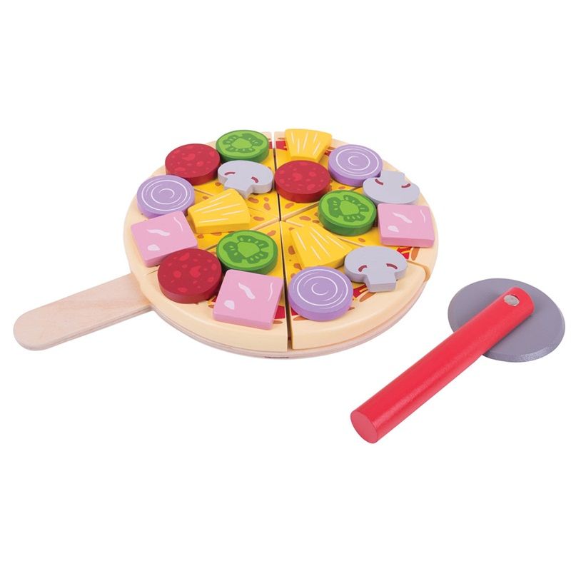 Dřevěné hračky Bigjigs Toys Dřevěná krájecí pizza