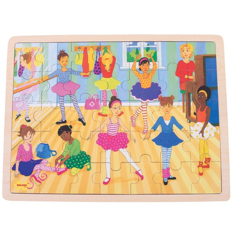 Dřevěné hračky Bigjigs Toys Dřevěné puzzle baletky 35 dílků
