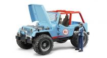 Dřevěné hračky Bruder Modré auto JEEP s řidičem